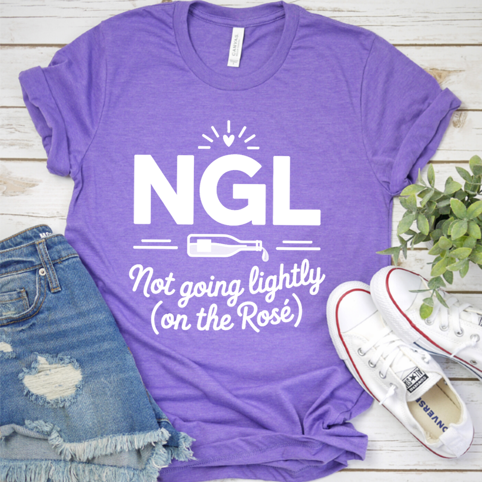 NGL Not Going Lightly (On The Rosé) T-Shirt - Heather Purple - Brooke & Belle