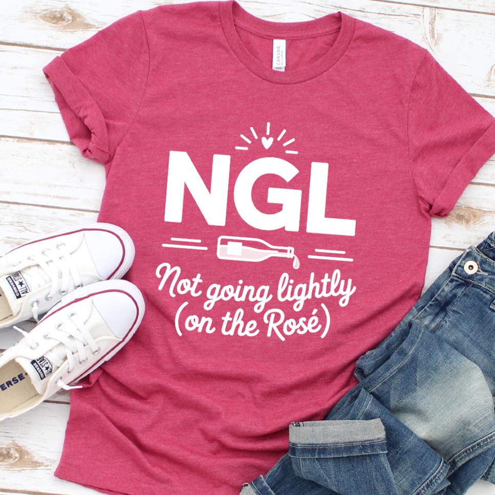 NGL Not Going Lightly (On The Rosé) T-Shirt - Heather Raspberry - Brooke & Belle