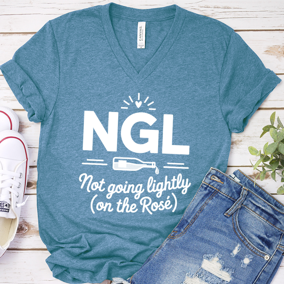 NGL Not Going Lightly (On The Rosé) V-Neck - Heather Deep Teal - Brooke & Belle