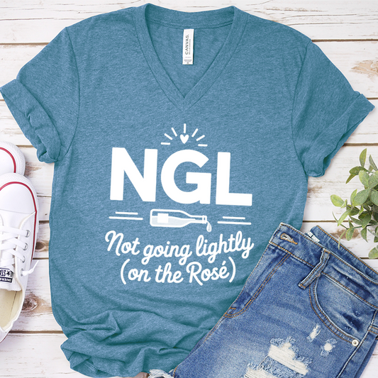 NGL Not Going Lightly (On The Rosé) V-Neck - Heather Deep Teal - Brooke & Belle