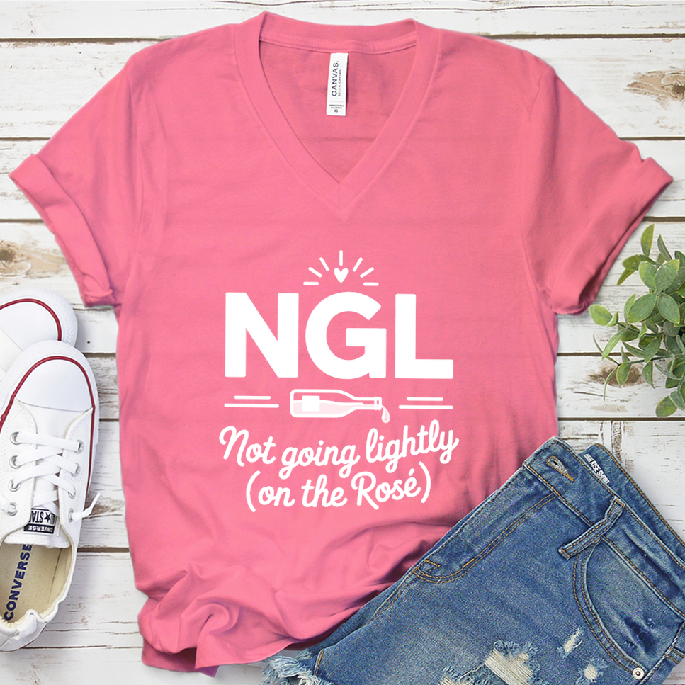 NGL Not Going Lightly (On The Rosé) V-Neck - Neon Pink - Brooke & Belle