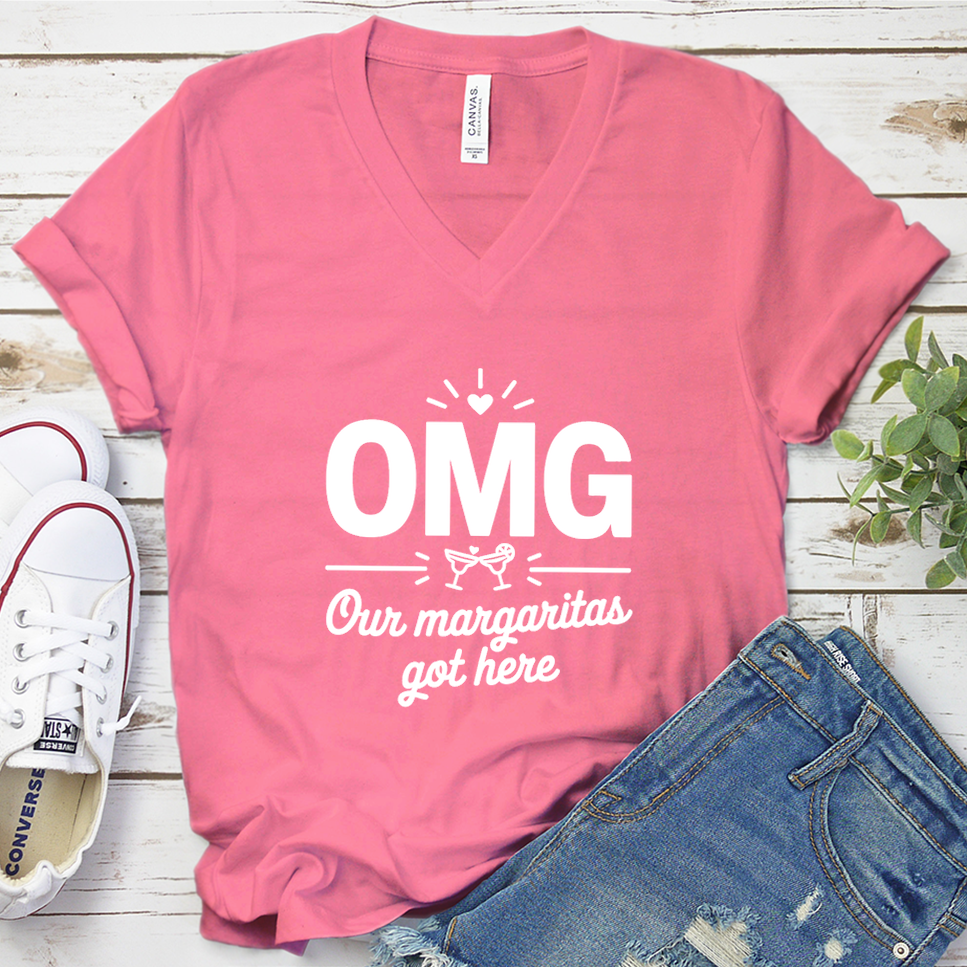 OMG Our Margaritas Got Here V-Neck - Neon Pink - Brooke & Belle