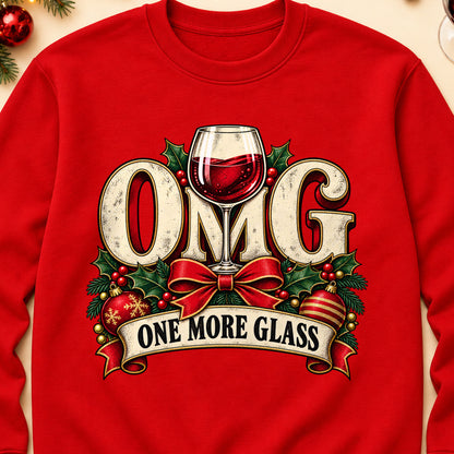 OMG One More Glass Colored Print Sweatshirt in Red — design detail