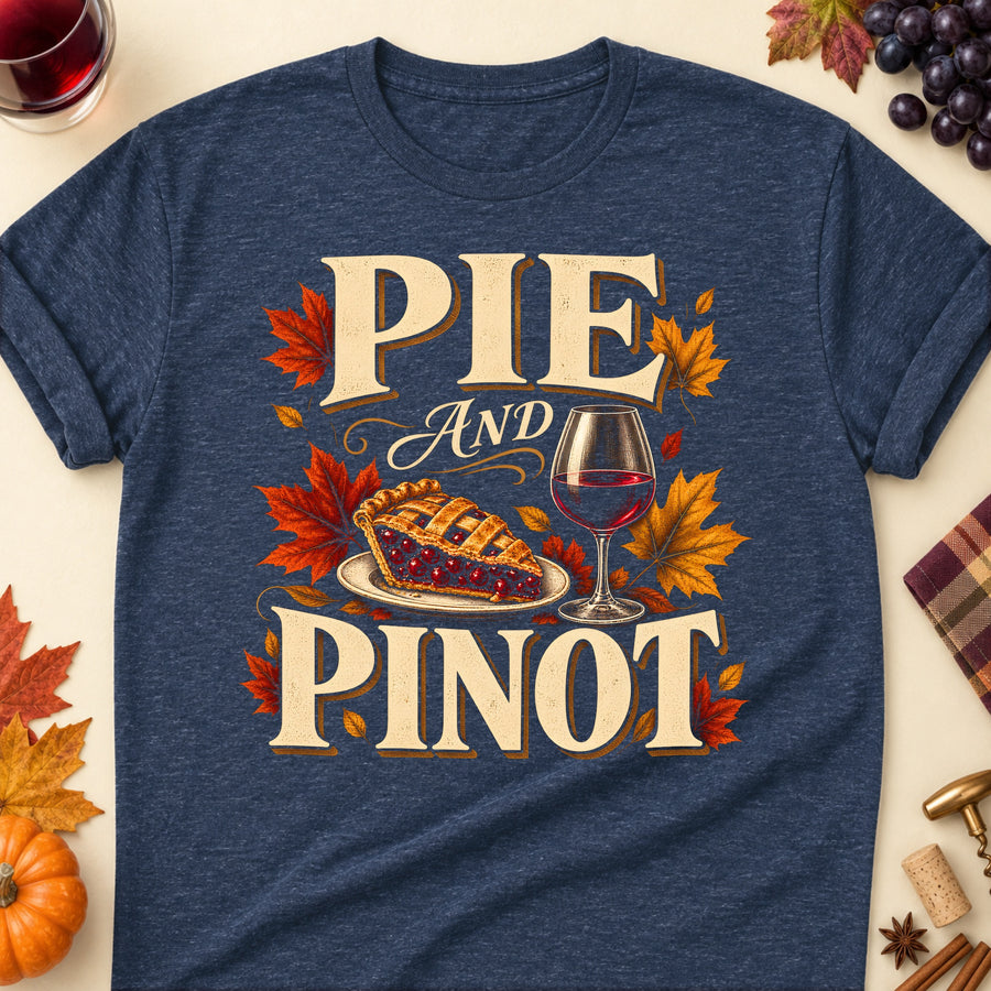 Pie And Pinot Fall Colored Print T-Shirt