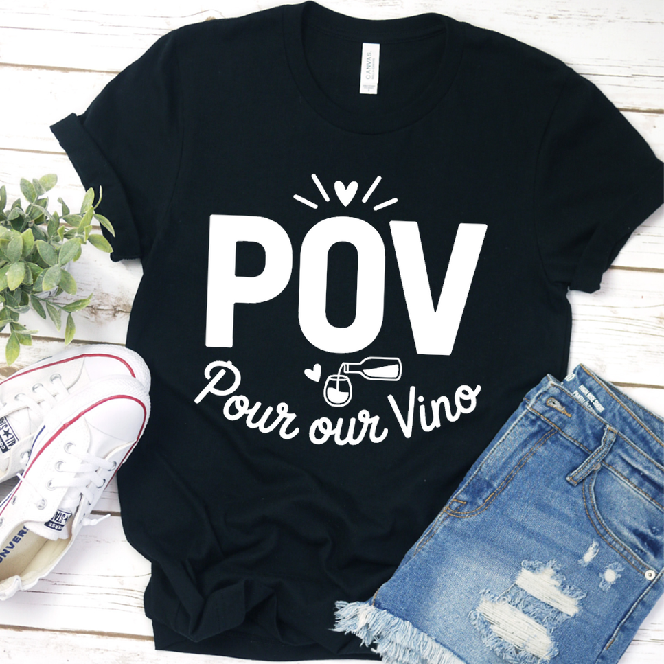 POV Pour Our Vino T-Shirt - Black - Brooke & Belle