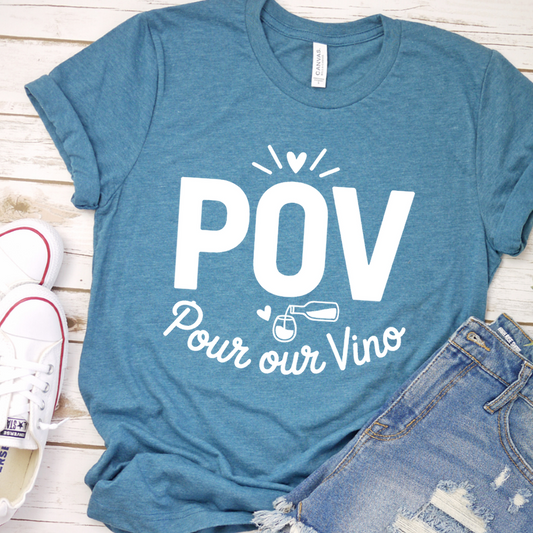 POV Pour Our Vino T-Shirt - Heather Deep Teal - Brooke & Belle