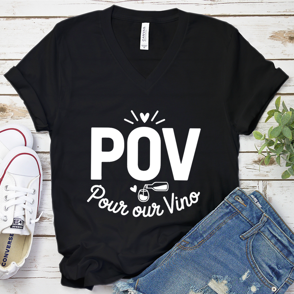 POV Pour Our Vino V-Neck - Black - Brooke & Belle