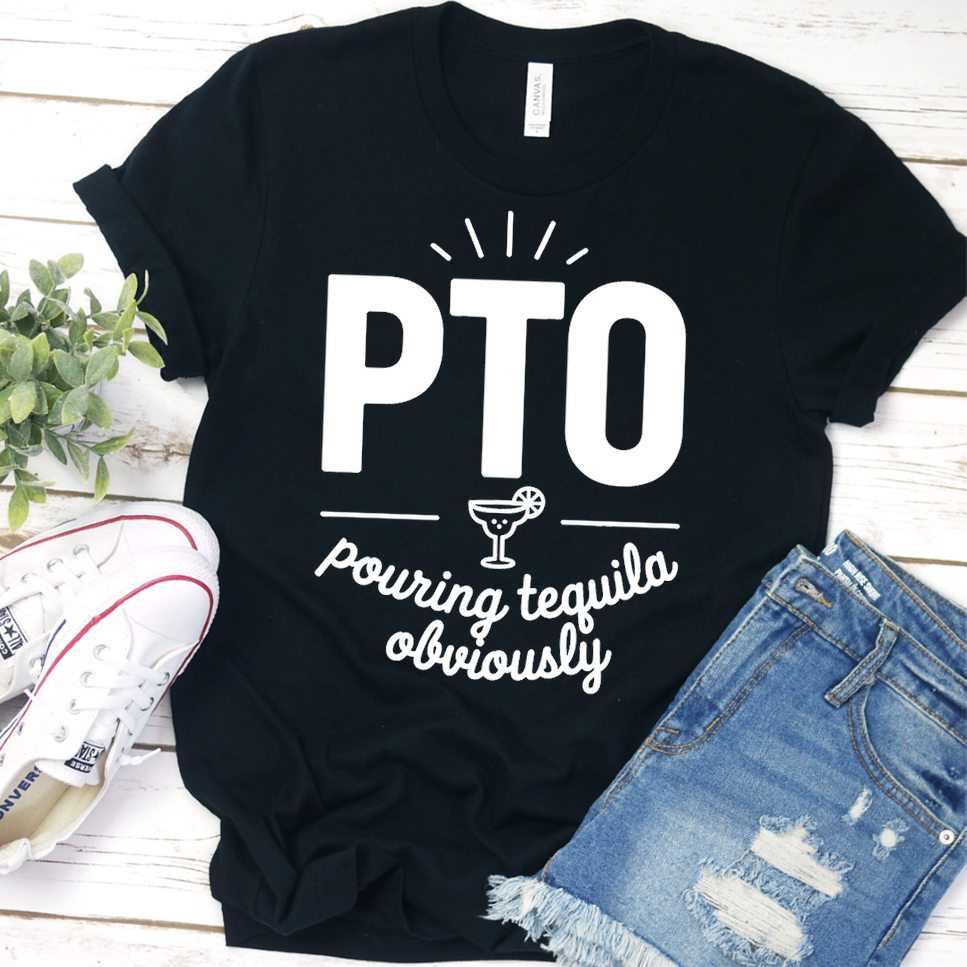 PTO Pouring Tequila Obviously T-Shirt - Black - Brooke & Belle