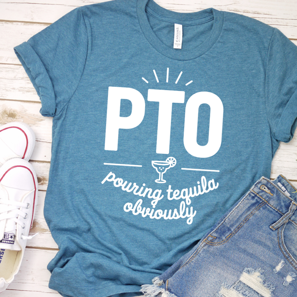 PTO Pouring Tequila Obviously T-Shirt - Heather Deep Teal - Brooke & Belle