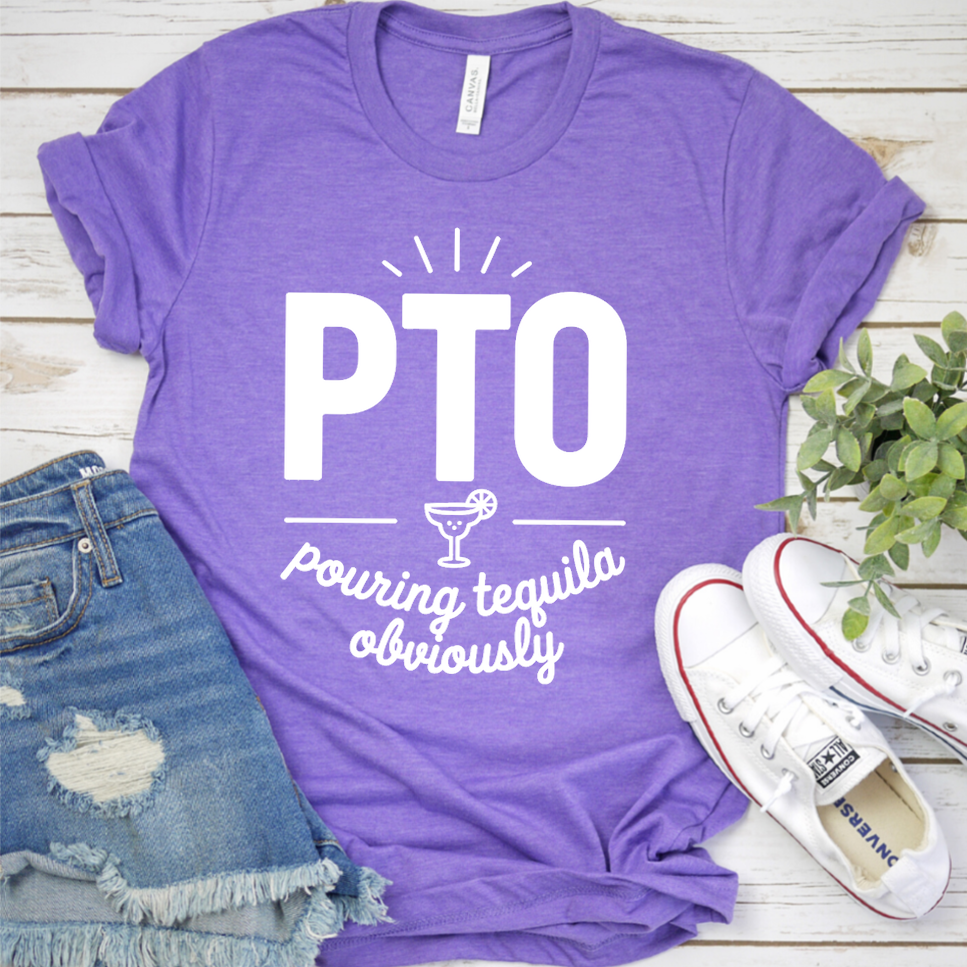 PTO Pouring Tequila Obviously T-Shirt - Heather Purple - Brooke & Belle
