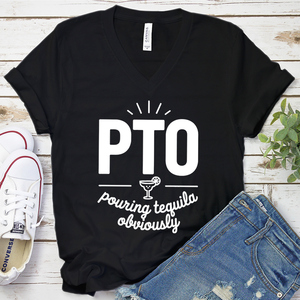 PTO Pouring Tequila Obviously V-Neck - Black - Brooke & Belle