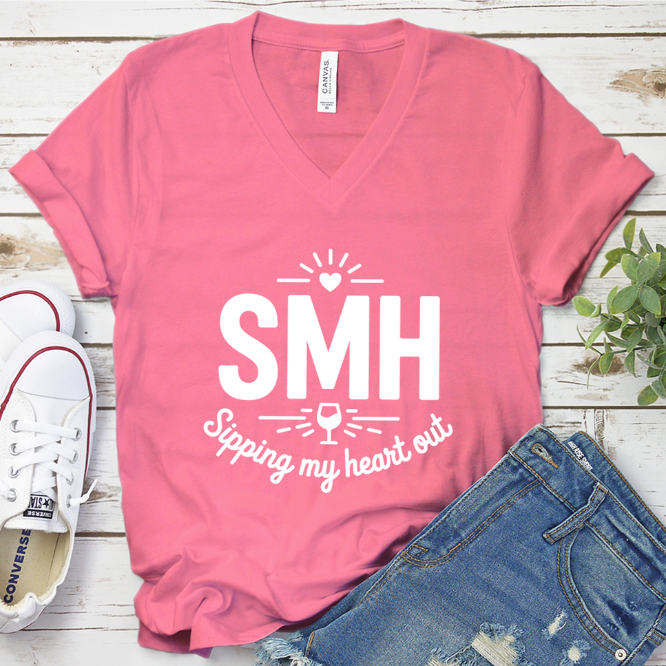 SMH Sipping My Heart Out V-Neck - Neon Pink - Brooke & Belle