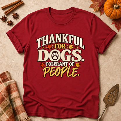 Goodwill To Dogs dog mom T-shirt in Cardinal Red, laid flat. [bb c=cardinal-red r=flat]