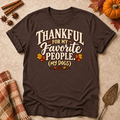 My Favorite People dog mom T-shirt in Dark Chocolate, laid flat. [bb c=dark-chocolate r=flat]