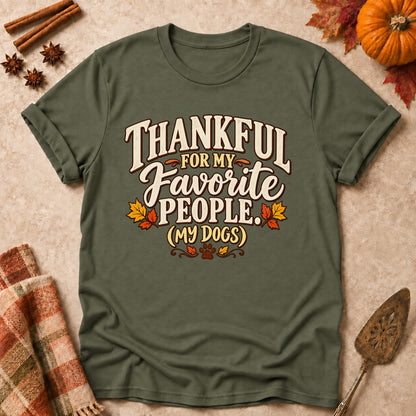 My Favorite People dog mom T-shirt in Military Green, laid flat. [bb c=military-green r=flat]