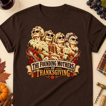 The Founding Mothers Of Thanksgiving Colored Print T-Shirt - Dark Chocolate - Brooke & Belle