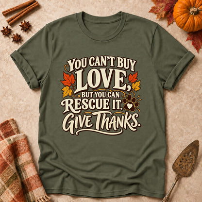 Rescue It dog mom T-shirt in Military Green, laid flat. [bb c=military-green r=flat]