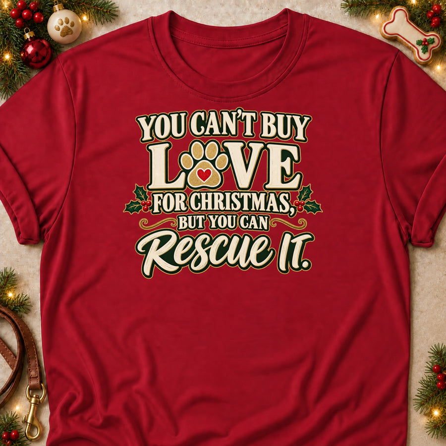You Can't Buy Love For Christmas, But You Can Rescue It. Colored Print T-Shirt
