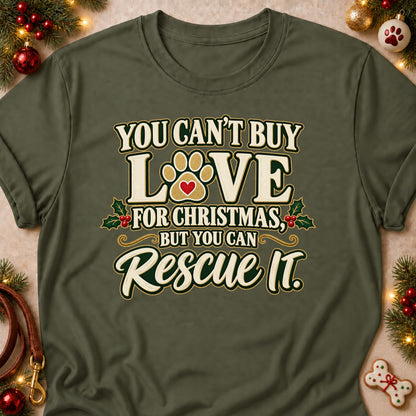 Rescue It dog mom T-shirt in Military Green, laid flat. [bb c=military-green r=flat]