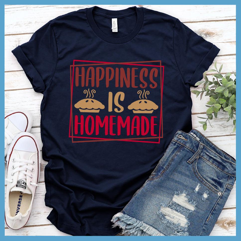 Happiness Is Homemade T-Shirt Colored Edition Navy - Graphic t-shirt with 'Happiness Is Homemade' design in stylish font