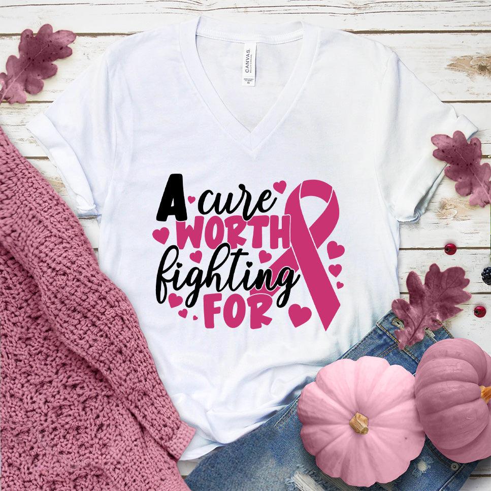 A Cure Worth Fighting For Colored Edition V-Neck - Brooke & Belle
