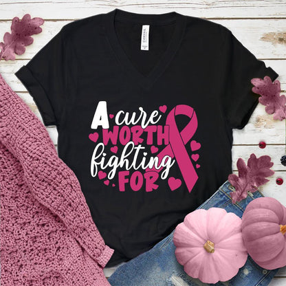 A Cure Worth Fighting For Colored Edition V-Neck - Brooke & Belle