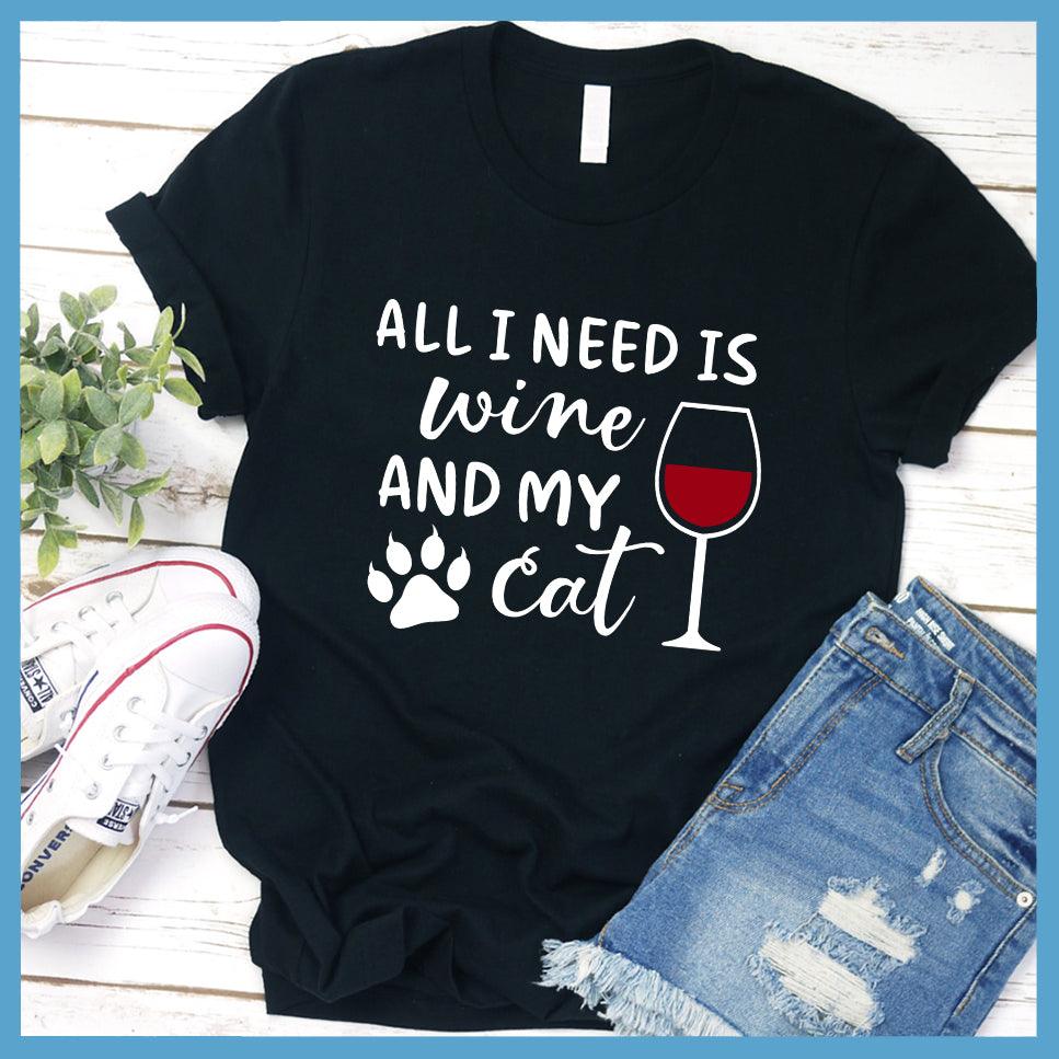 All I Need Is Wine And My Cat Colored Print T-Shirt - Brooke & Belle