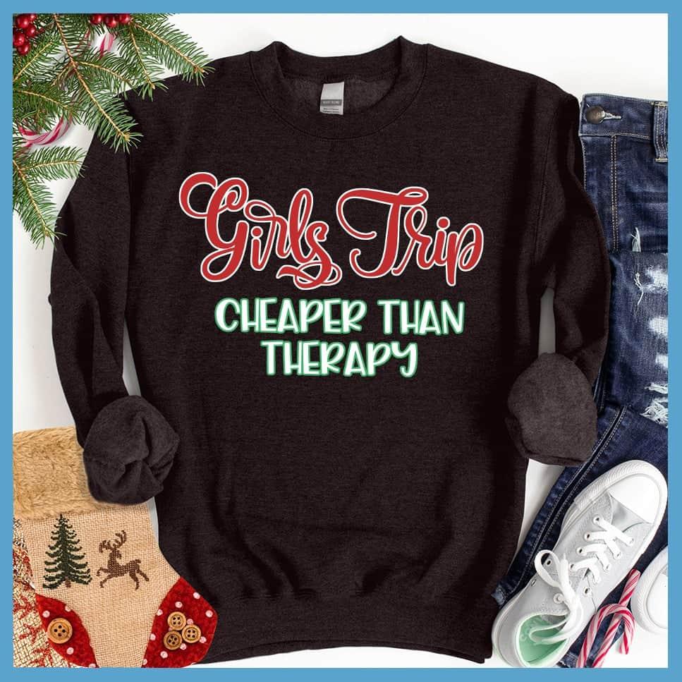 Girls Trip Colored Print Christmas Version 2 Sweatshirt Black - Festive Girls Trip holiday sweatshirt with cheerful Christmas slogan print