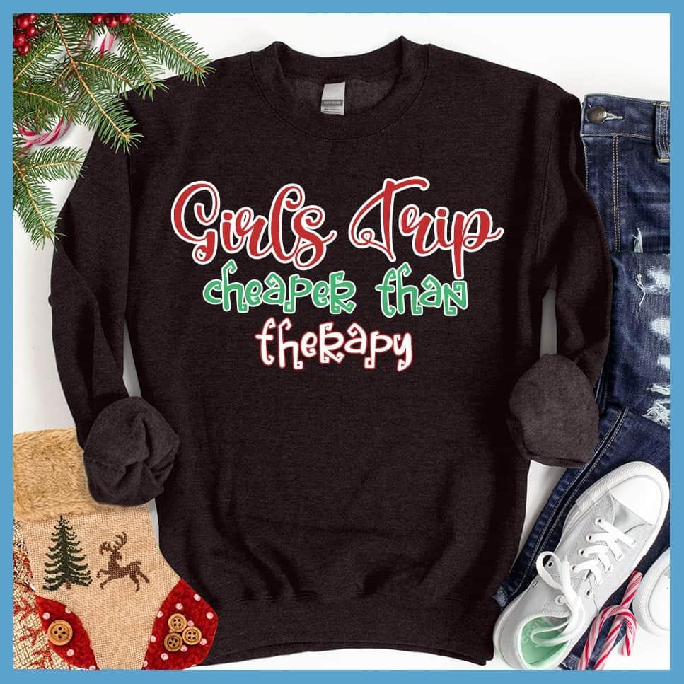 Girls Trip Colored Print Christmas Version 3 Sweatshirt Black - Festive girls trip themed Christmas sweatshirt with fun slogan design