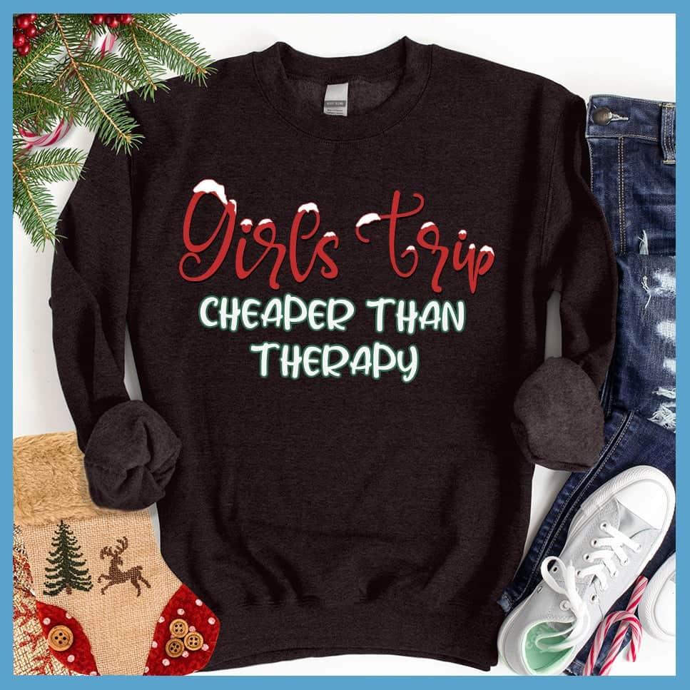 Girls Trip Colored Print Christmas Version 4 Sweatshirt Black - Festive Girls Trip themed Christmas sweatshirt with playful print perfect for holiday outings and reunions