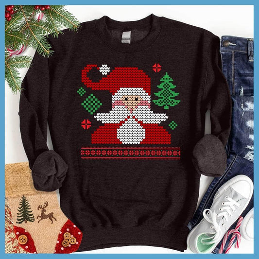 Pixelated Santa Ugly Christmas Colored Print Sweatshirt - Brooke & Belle