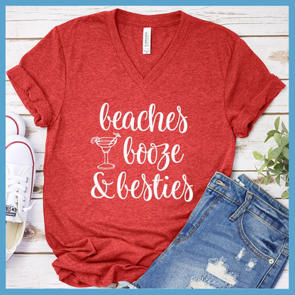Beaches Booze and Besties Version 1 V-neck