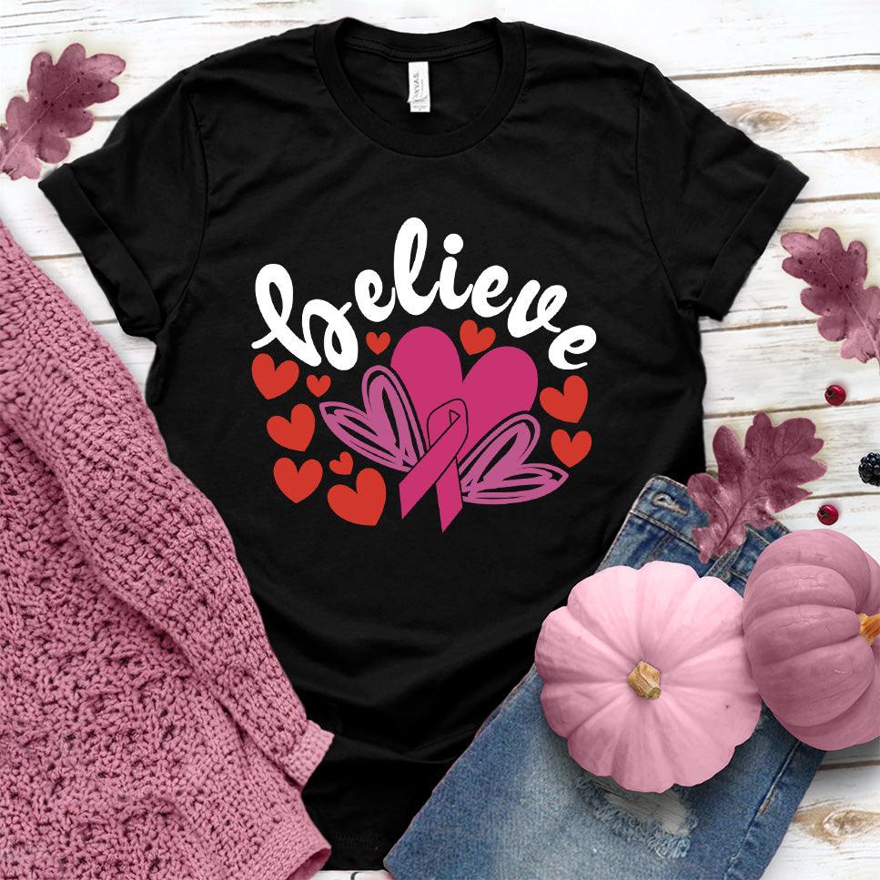 Believe Pink Ribbon Colored Edition T-Shirt - Brooke & Belle