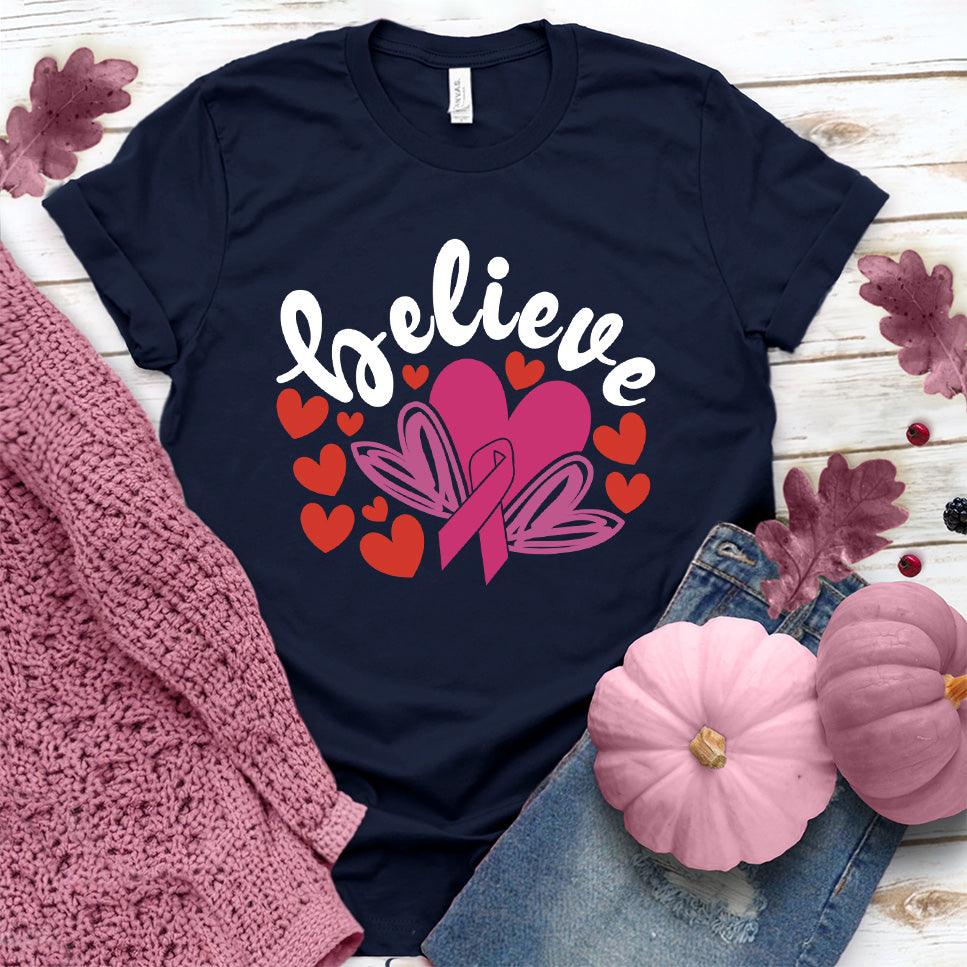 Believe Pink Ribbon Colored Edition T-Shirt - Brooke & Belle