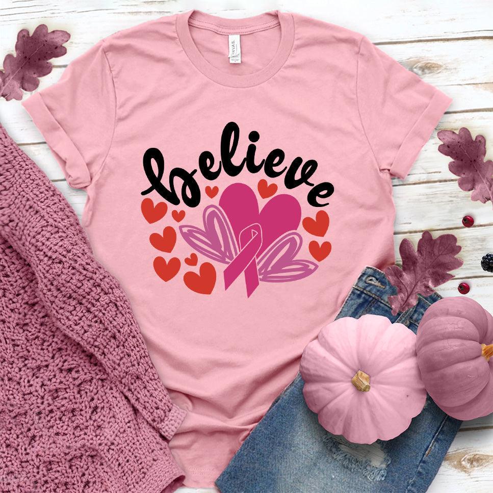 Believe Pink Ribbon Colored Edition T-Shirt - Brooke & Belle
