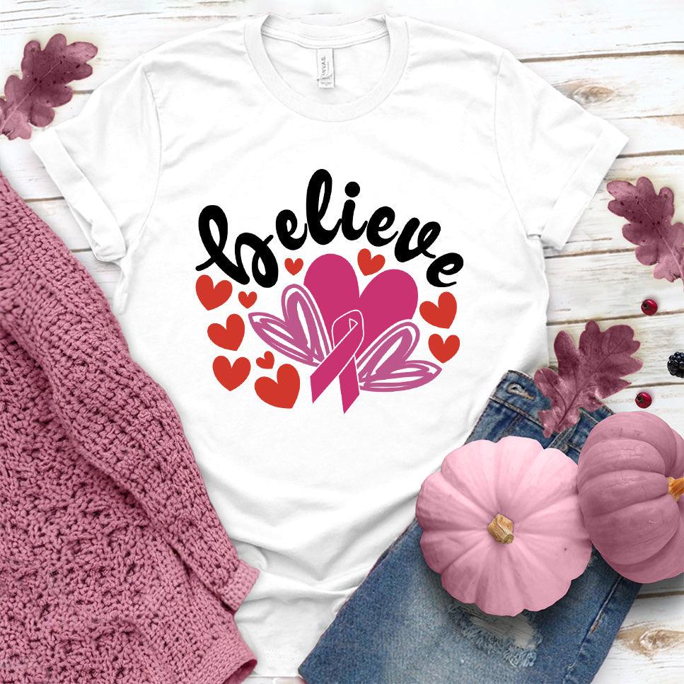Believe Pink Ribbon Colored Edition T-Shirt - Brooke & Belle