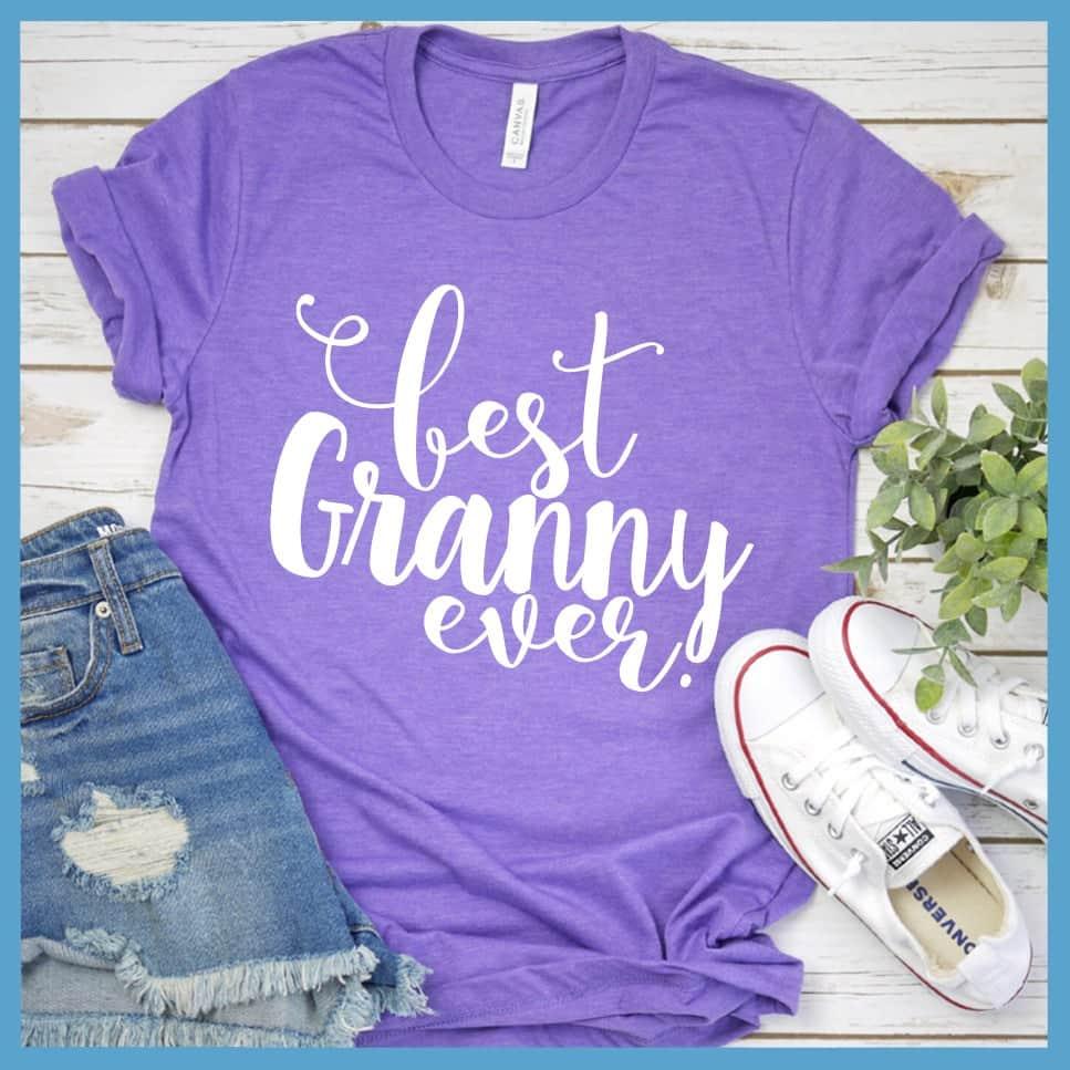 Best Granny Ever T-Shirt Heather Purple - Casual 'Best Granny Ever' script t-shirt - perfect as a thoughtful gift.
