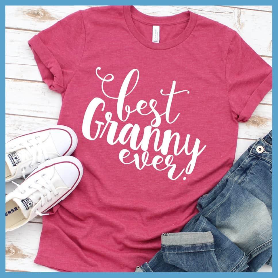Best Granny Ever T-Shirt Heather Raspberry - Casual 'Best Granny Ever' script t-shirt - perfect as a thoughtful gift.