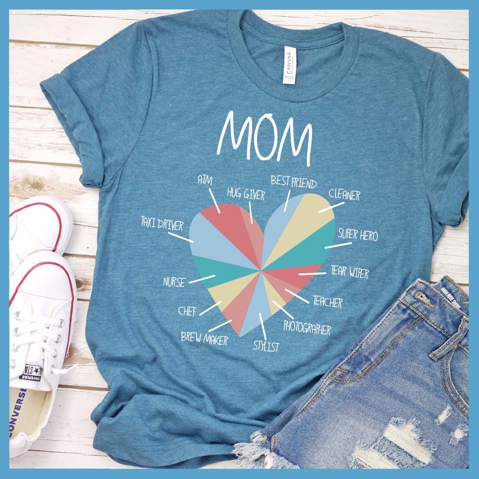 Best Mom Heart Colored Print T-Shirt