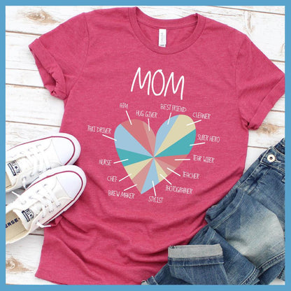 Best Mom Heart Colored Print T-Shirt