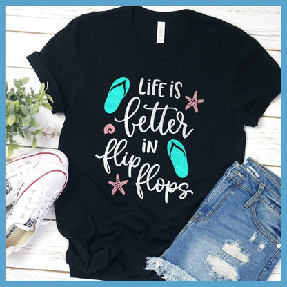 Life Is Better In Flip Flops Colored Print T-Shirt - Brooke & Belle