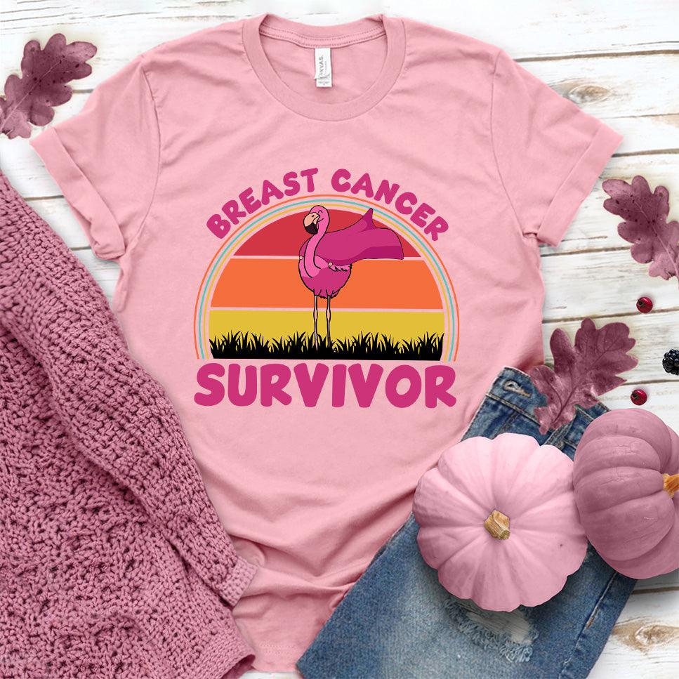 Breast Cancer Survivor Flamingo Colored Edition T-Shirt - Brooke & Belle