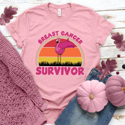 Breast Cancer Survivor Flamingo Colored Edition T-Shirt - Brooke & Belle