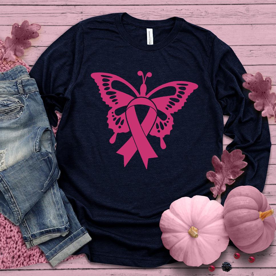 Butterfly Pink Ribbon Colored Edition Long Sleeves - Brooke & Belle