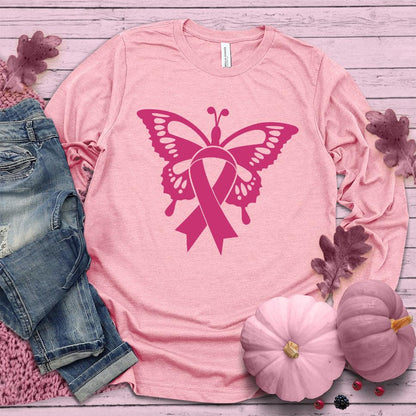 Butterfly Pink Ribbon Colored Edition Long Sleeves - Brooke & Belle