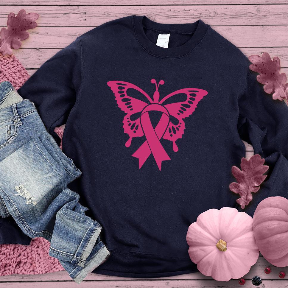 Butterfly Pink Ribbon Colored Edition Sweatshirt - Brooke & Belle