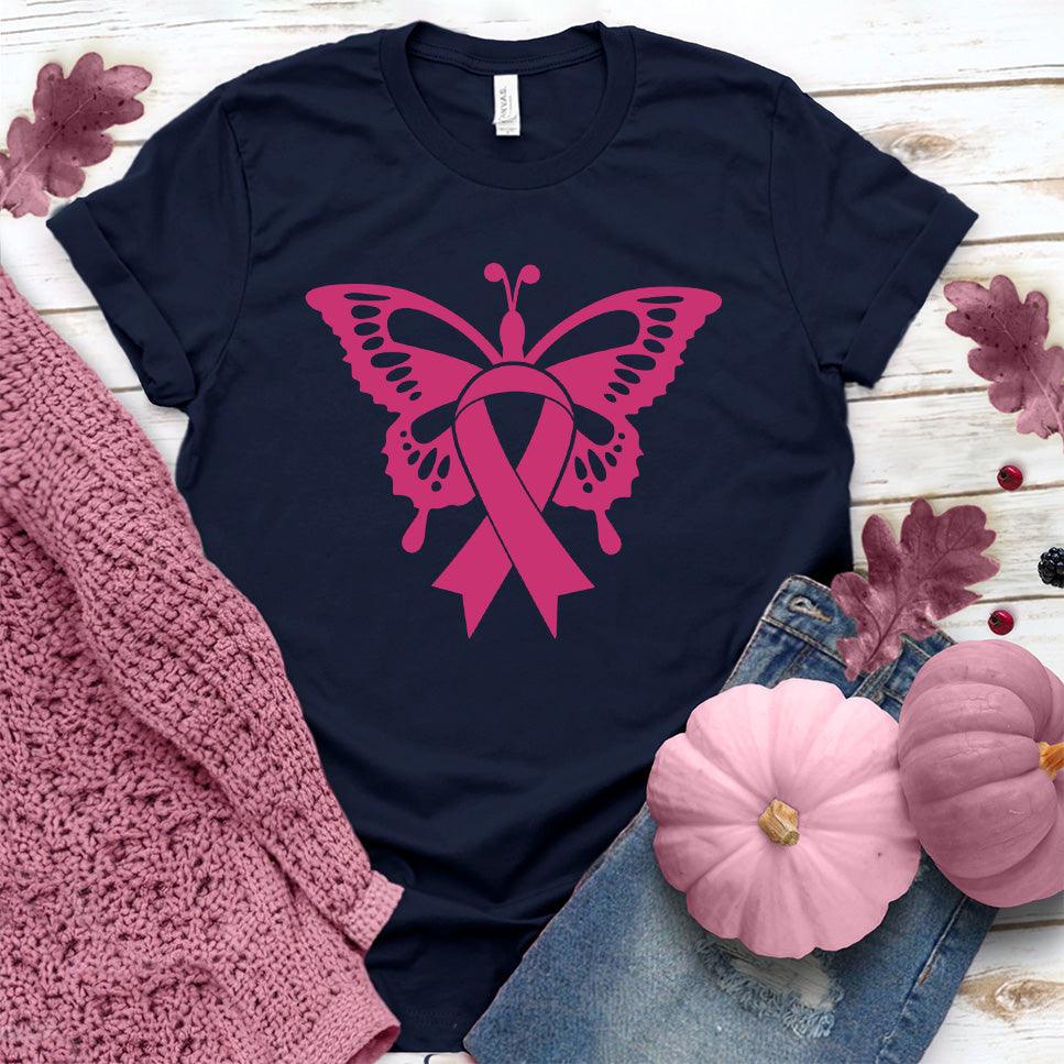 Butterfly Pink Ribbon Colored Edition T-Shirt - Brooke & Belle