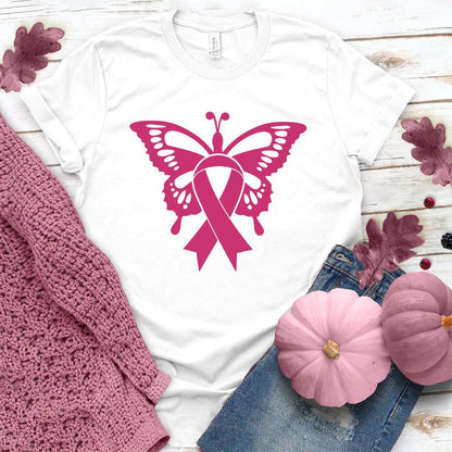 Butterfly Pink Ribbon Colored Edition T-Shirt - Brooke & Belle