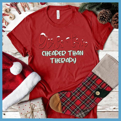 Girls Trip Colored Print Christmas Version 4 T-Shirt Canvas Red - Festive Girls Trip t-shirt with holiday-themed lettering and fun quote
