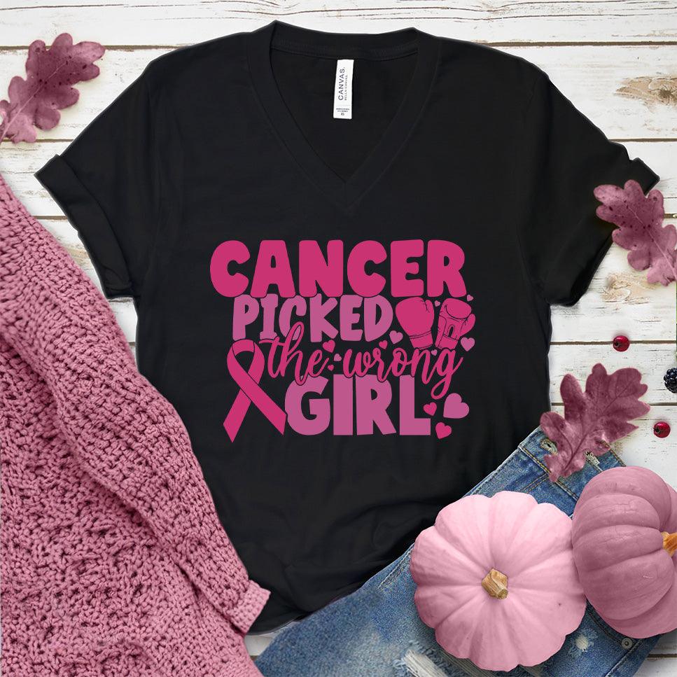 Cancer Picked The Wrong Girl Colored Edition V-Neck - Brooke & Belle